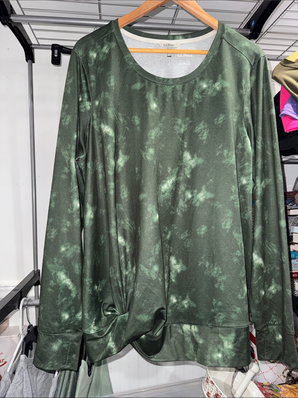 L.L. Bean Green Tie Dye Long Sleeve 2x